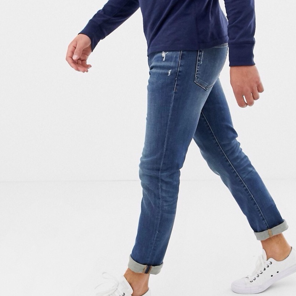 J.Crew Mercantile Men 30X30 Blue Medium Wash Denim Mid Rise Slim Fit Flex Jeans